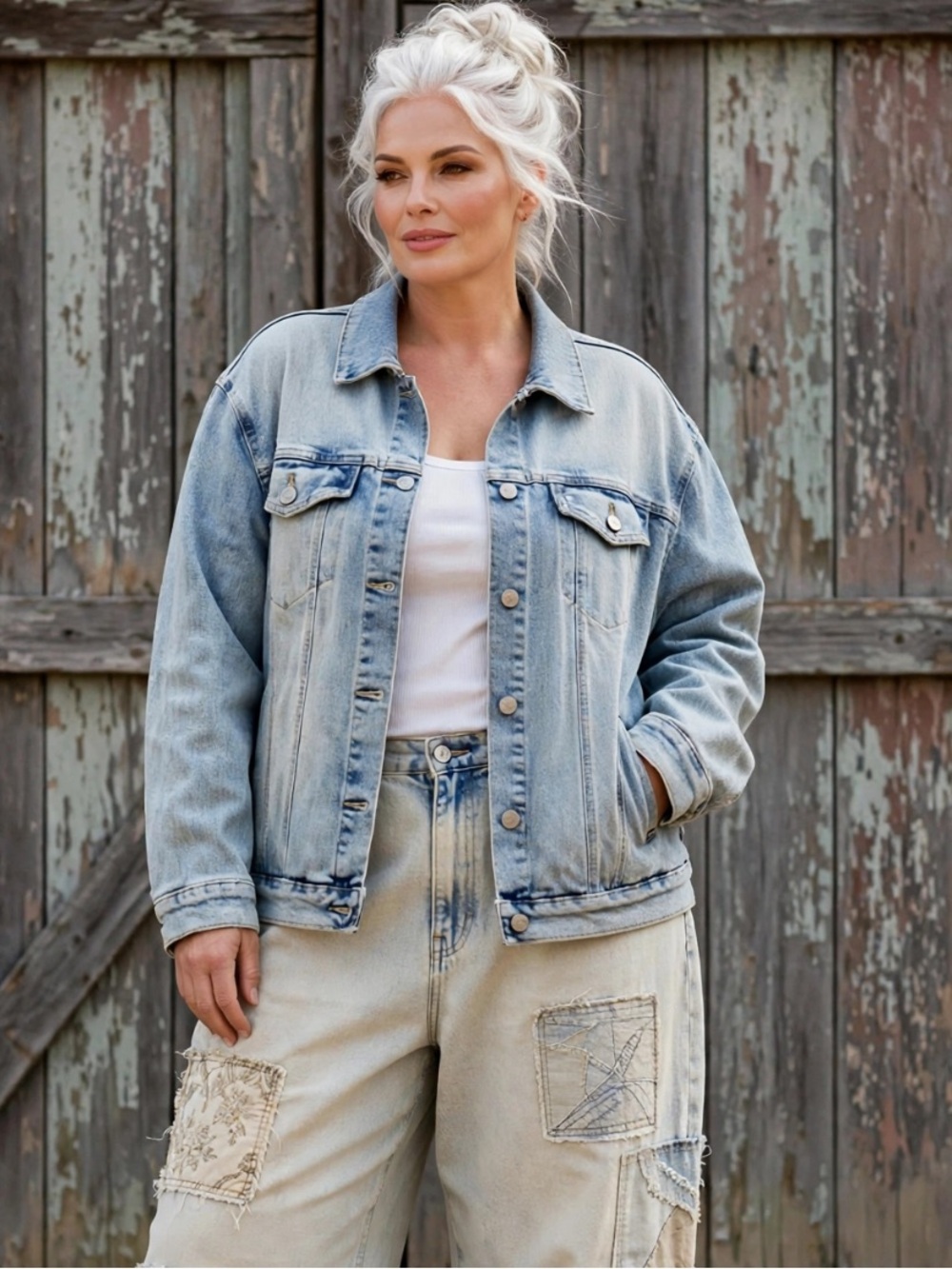 DC jeans vintage light wash oversized jean jacket